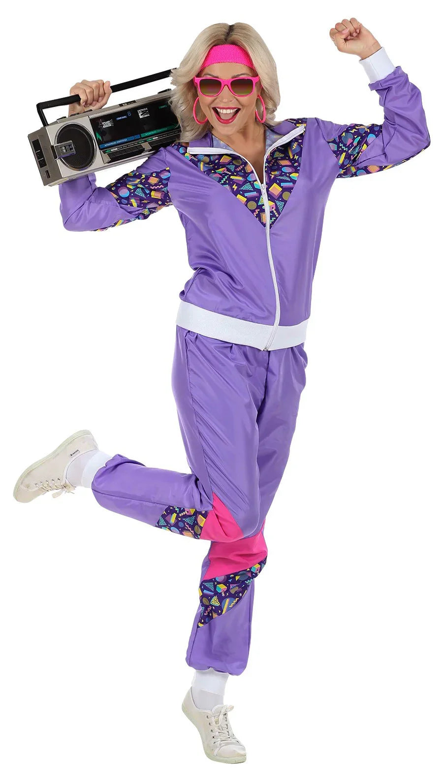 Disfraz Chándal de Táctel Morado Años 80 para Adulto Años 60, 70 y 80 Widmann